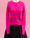 Cuddles Cable Knit Cardigan - Fuchsia
