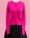 Cuddles Cable Knit Cardigan - Fuchsia