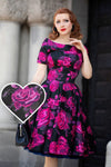 Darlene Dress in Pink and Black Floral
