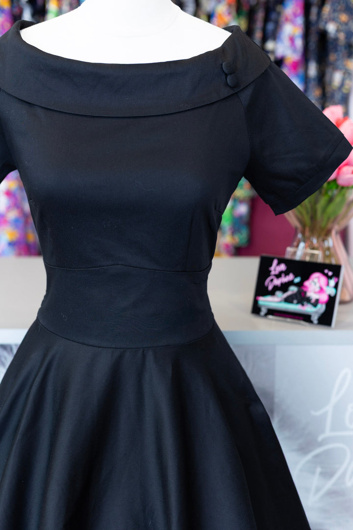 Darlene Plain Black Swing Dress