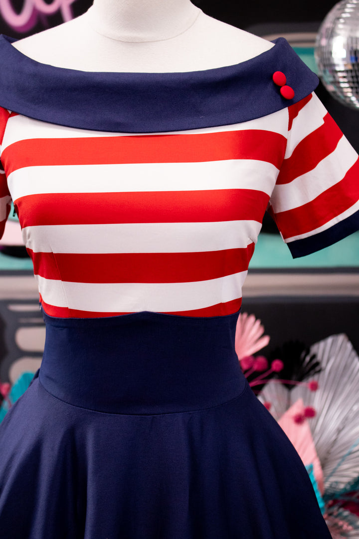 Darlene Navy And Red Nautical Swing Dress