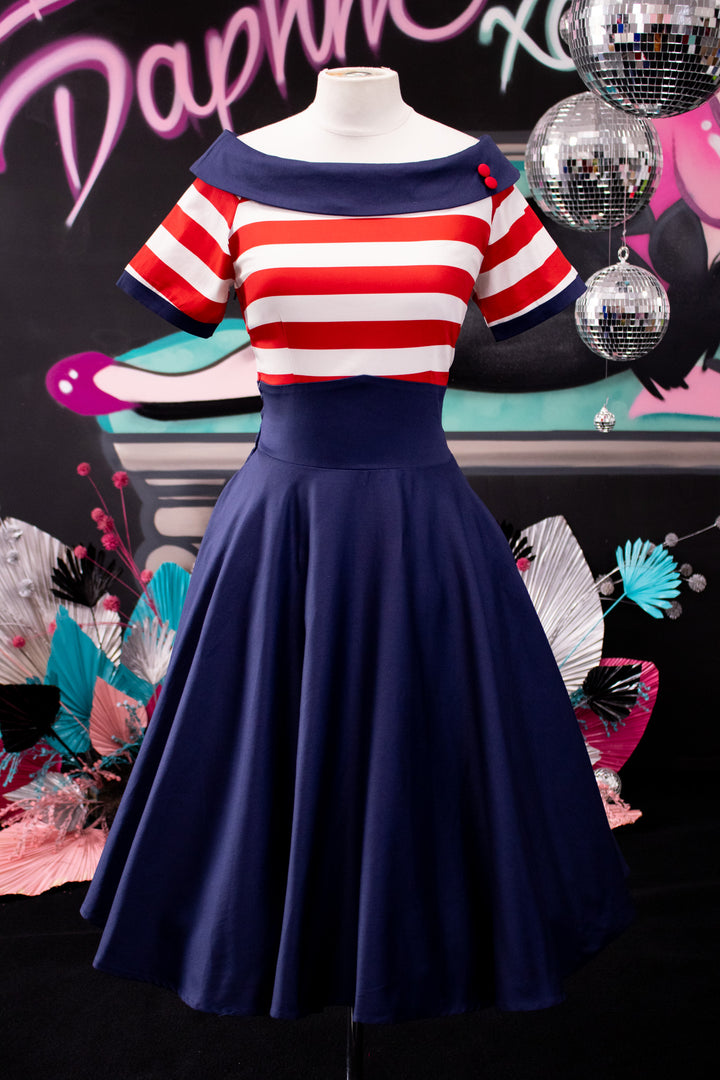 Darlene Navy And Red Nautical Swing Dress