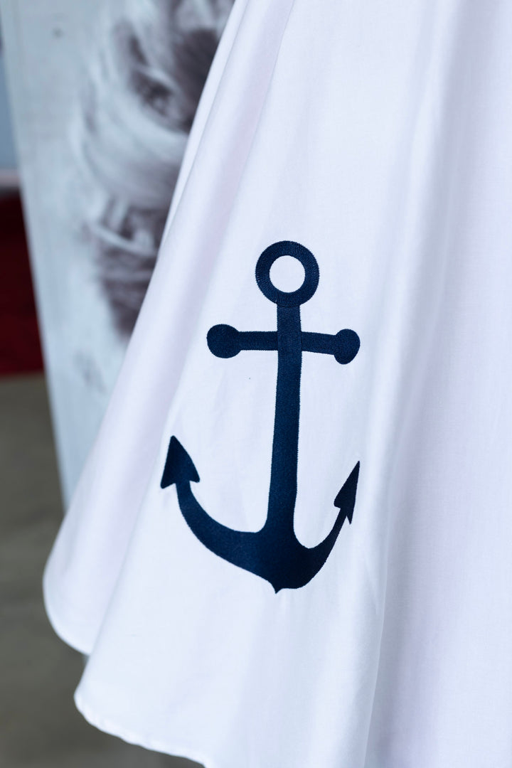 Darlene White Anchor Nautical Swing Dress