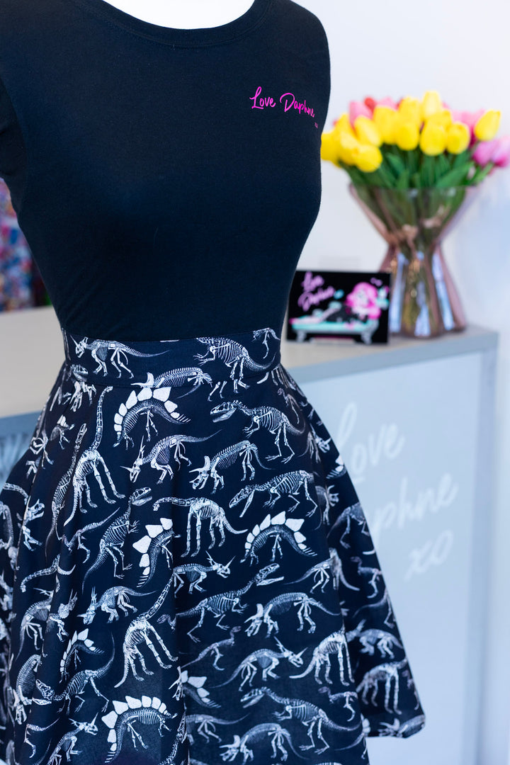 PREORDER - Dino Bones Skater Skirt - Estimated dispatch date 29th of September