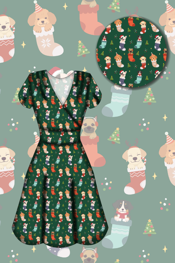 Maeve Swing Dress - Christmas Pups - Preorder for dispatch 28th of October