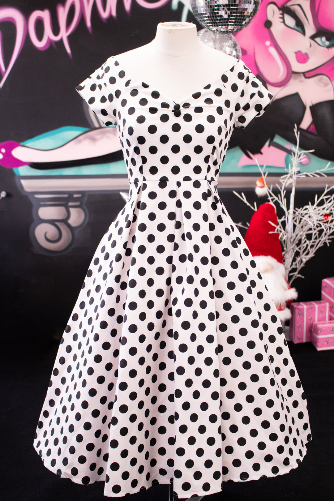 PREORDER - Lily Dress in White and Black Polka - Estimated dispatch 14th of November