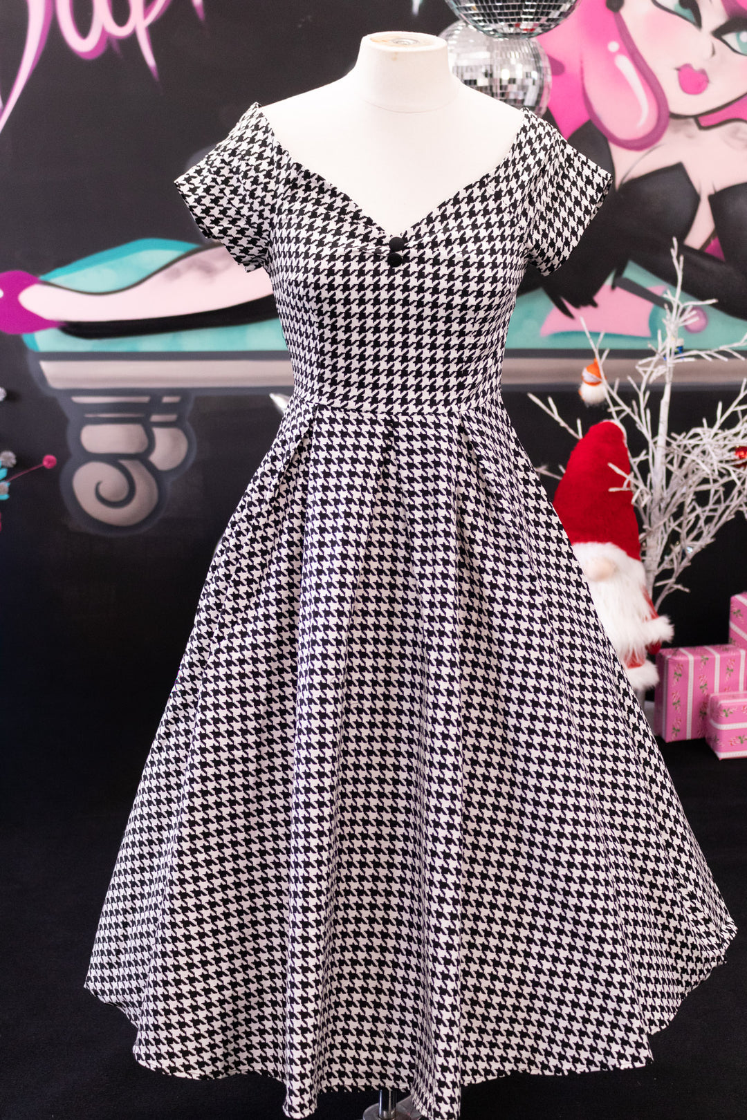 Lily Dog Tooth Swing Dress