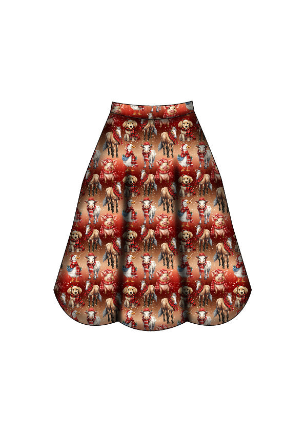 Eden Skirt - Farmyard Christmas - Preorder for dispatch 28th of October
