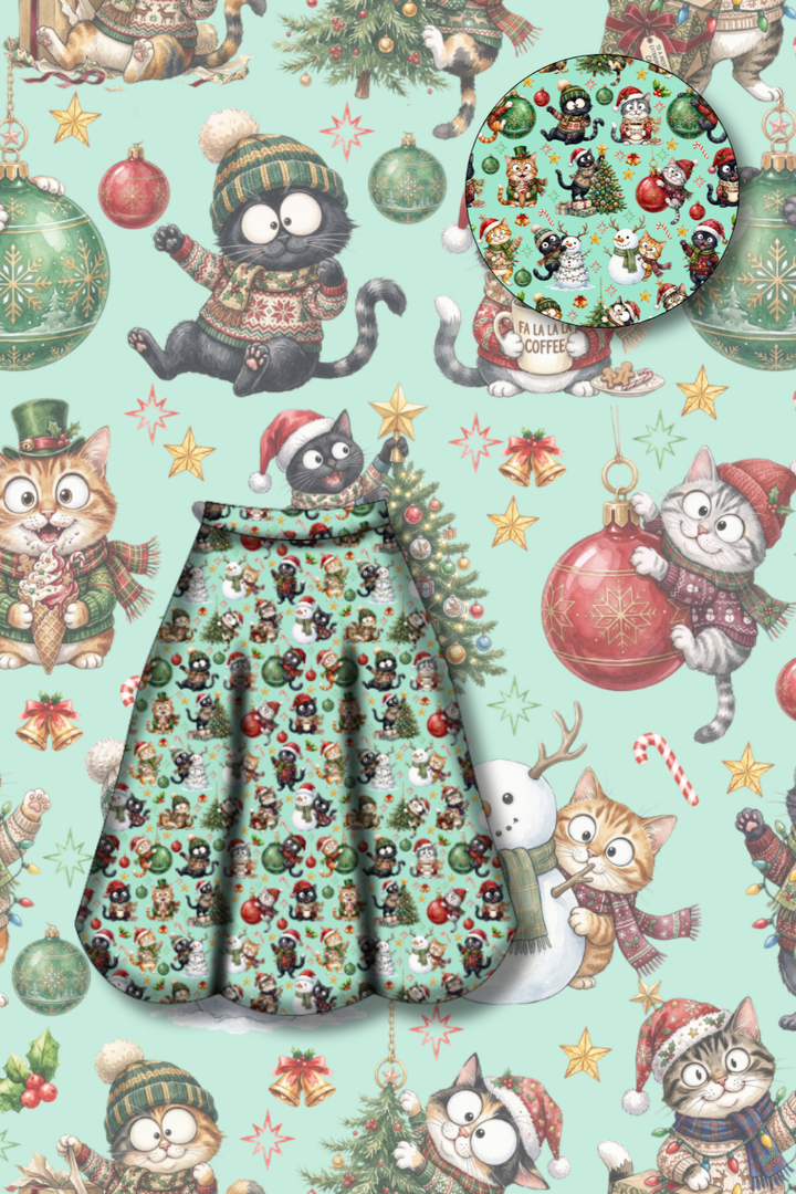 PREORDER  - Eden Skirt - Festive Felines - Estimated dispatch date 29th of October