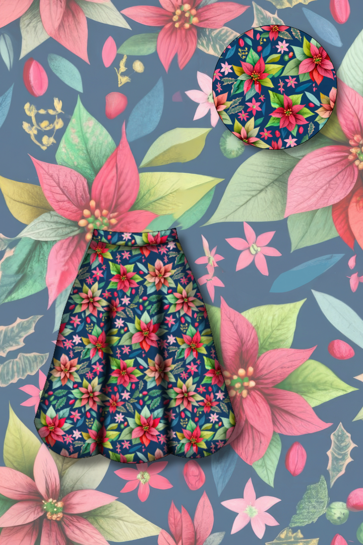 PREORDER  - Eden Skirt - Poinsettia Party - Estimated dispatch date 29th of October