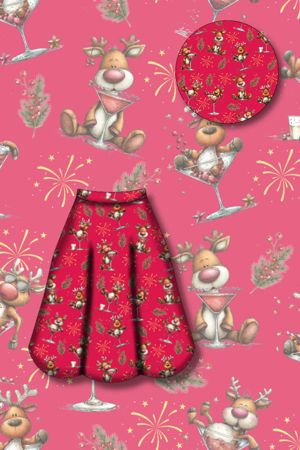 PREORDER  - Eden Skirt - Rudolph After Dark - Estimated dispatch date 29th of October