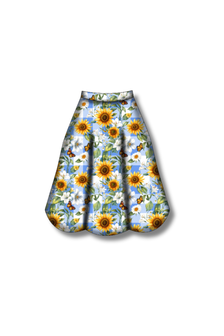 PREORDER  - Eden Skirt - Sunflower Blue Gingham - Estimated dispatch date 27th of October