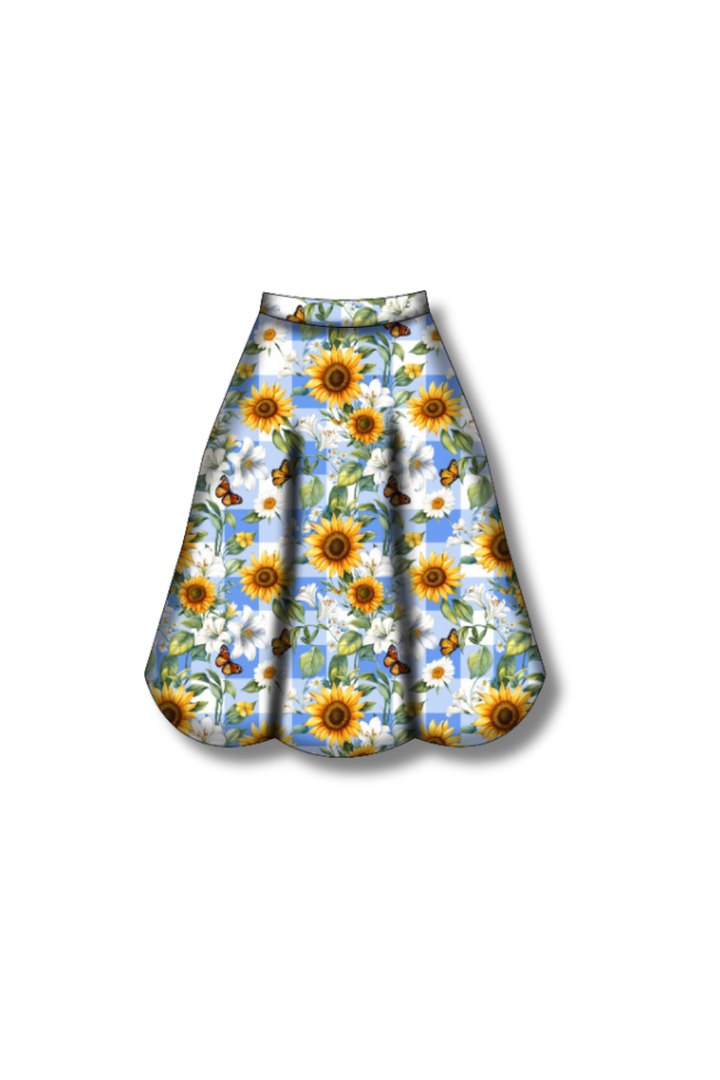 PREORDER  - Eden Skirt - Sunflower Blue Gingham - Estimated dispatch date 27th of October