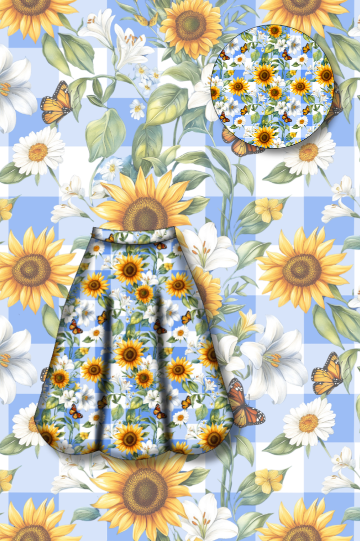PREORDER  - Eden Skirt - Sunflower Blue Gingham - Estimated dispatch date 27th of October