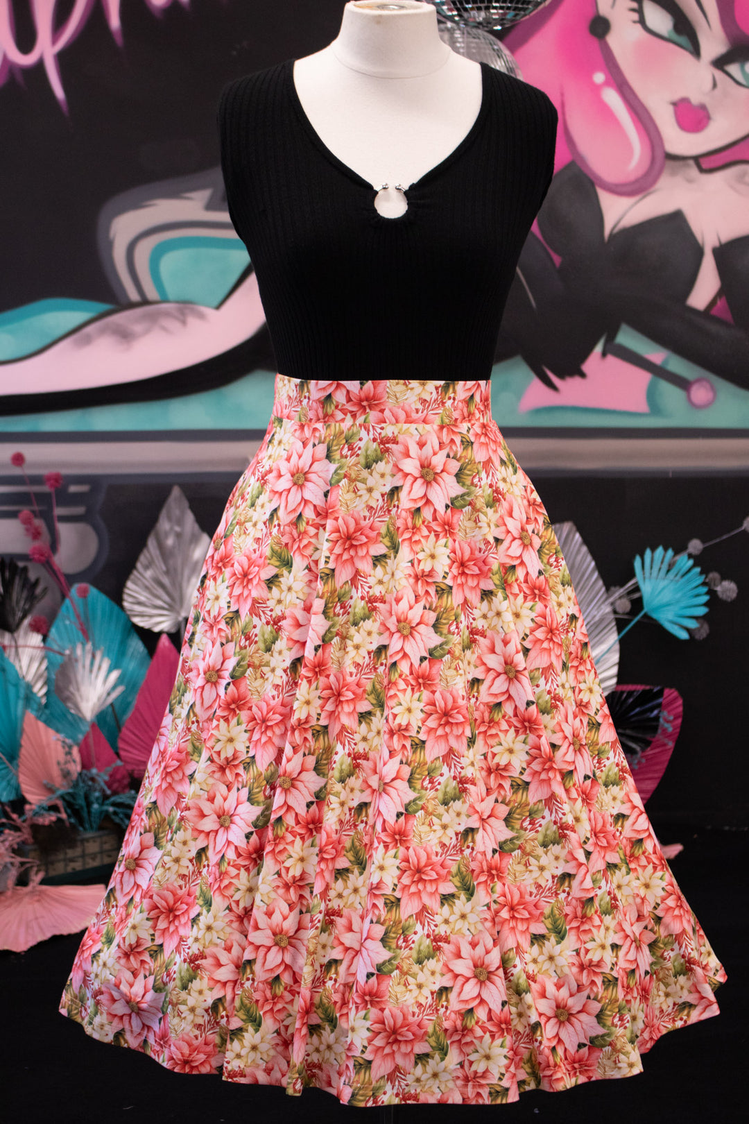 PREORDER - Eden Skirt - Pink Poinsettia - Estimate dispatch 10th of December