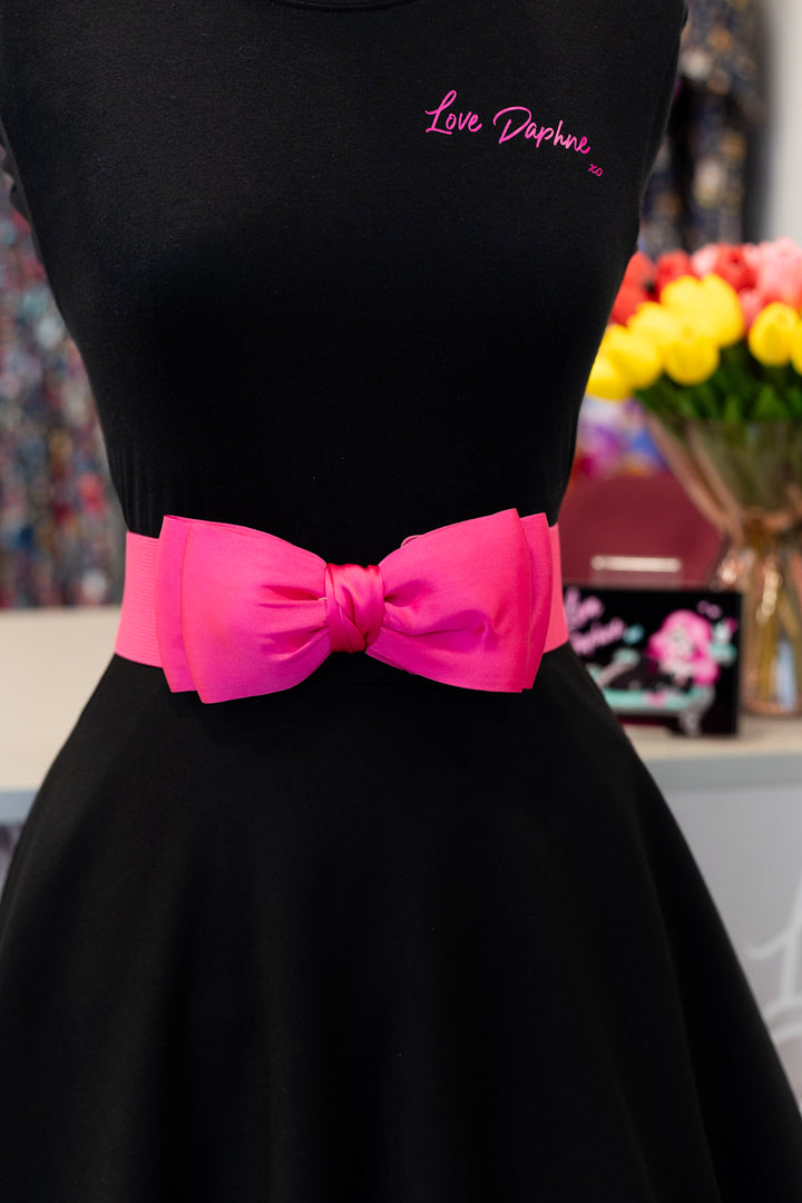Elastic Ribbon Belt - Fuschia