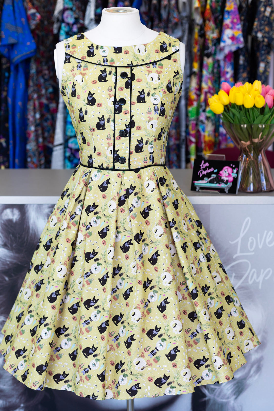 PREORDER - Elizabeth Dress in Mystical Cats - Estimated dispatch 11th of August