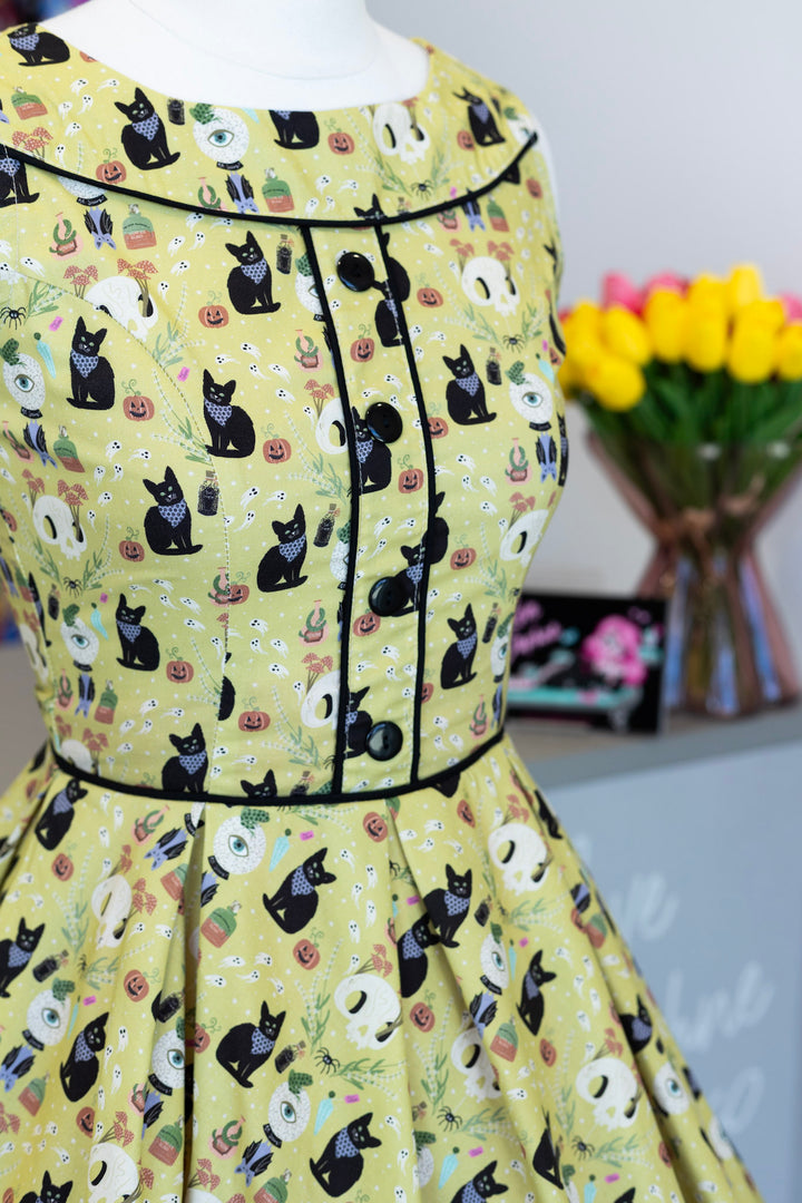 PREORDER - Elizabeth Dress in Mystical Cats - Estimated dispatch 11th of August