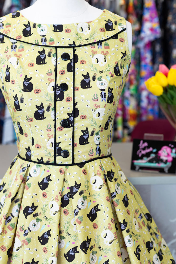 PREORDER - Elizabeth Dress in Mystical Cats - Estimated dispatch 11th of August