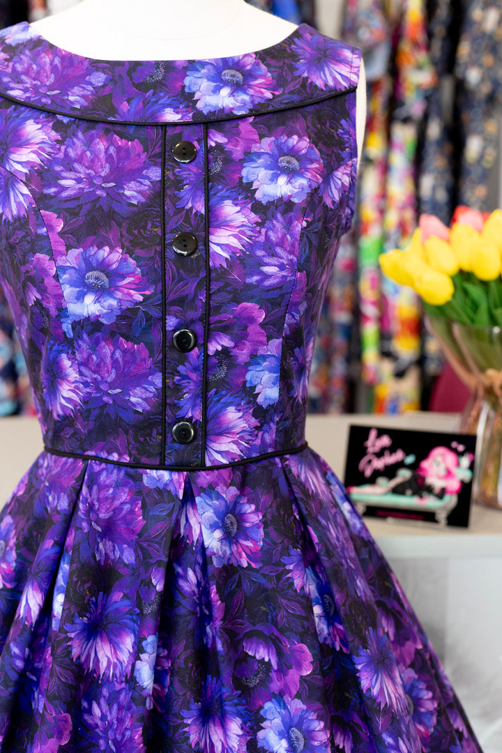 PREORDER - Elizabeth Dress in Purple Floral - Estimated dispatch 22nd of October