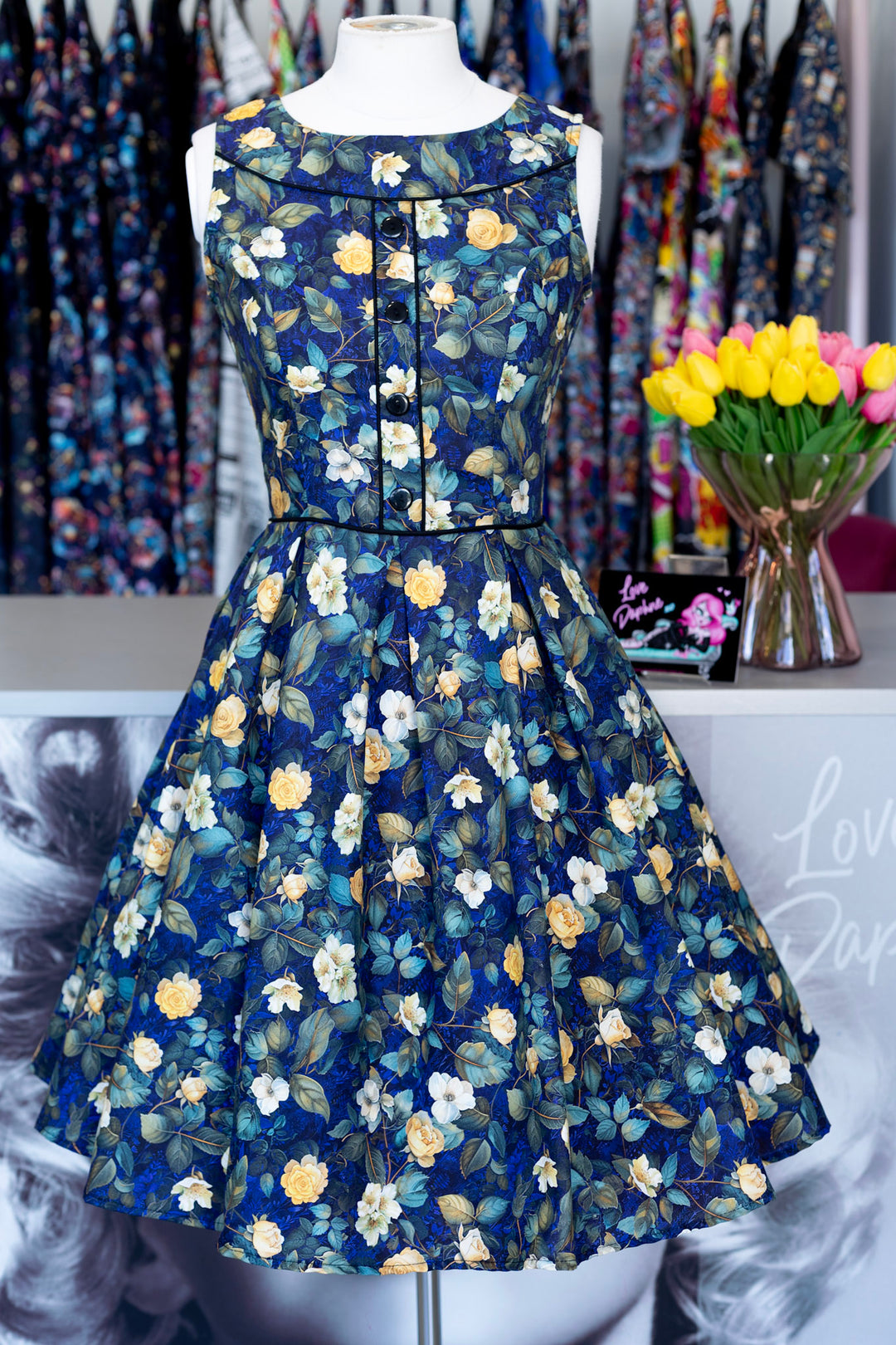 PREORDER - Elizabeth Dress in Rose Floral - Estimated dispatch 22nd of October