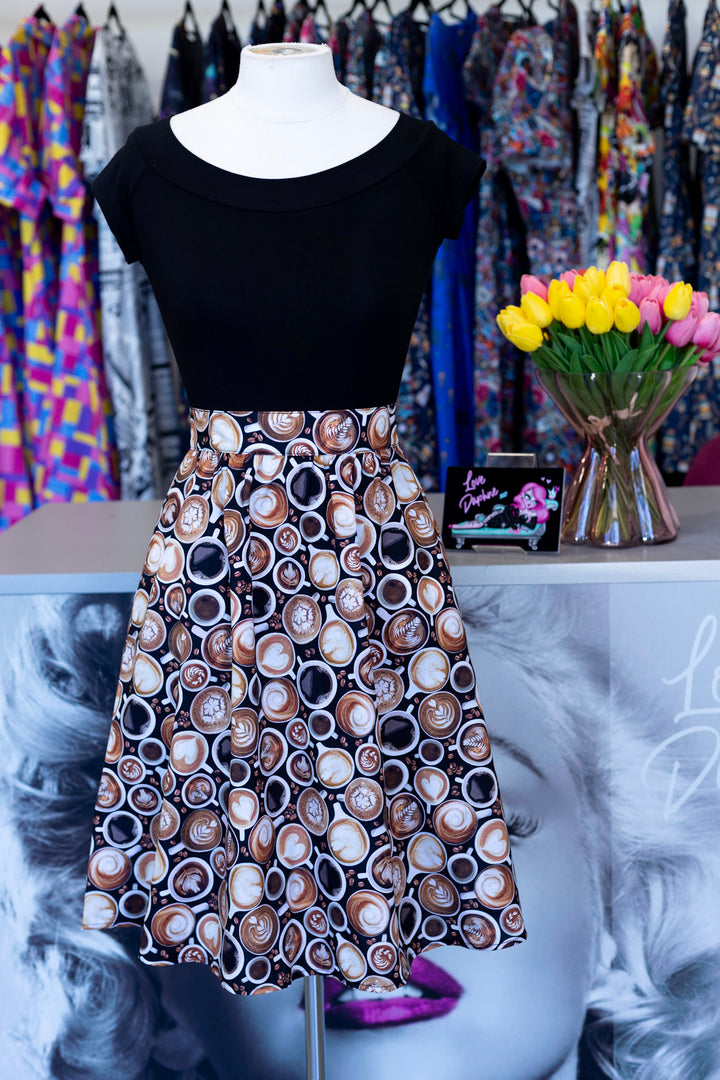 PREORDER - Espresso Yourself A-Line Skirt - Expected dispatch date of 22nd of October
