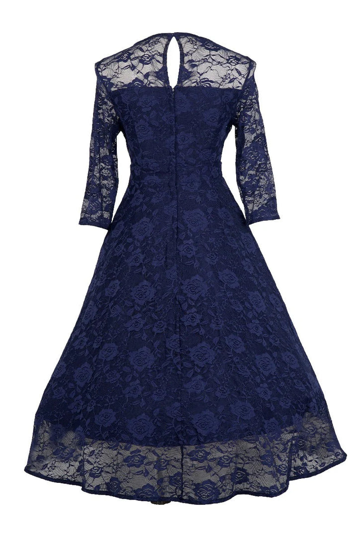 INSTOCK - Madeline Long Sleeved Navy Lace Dress