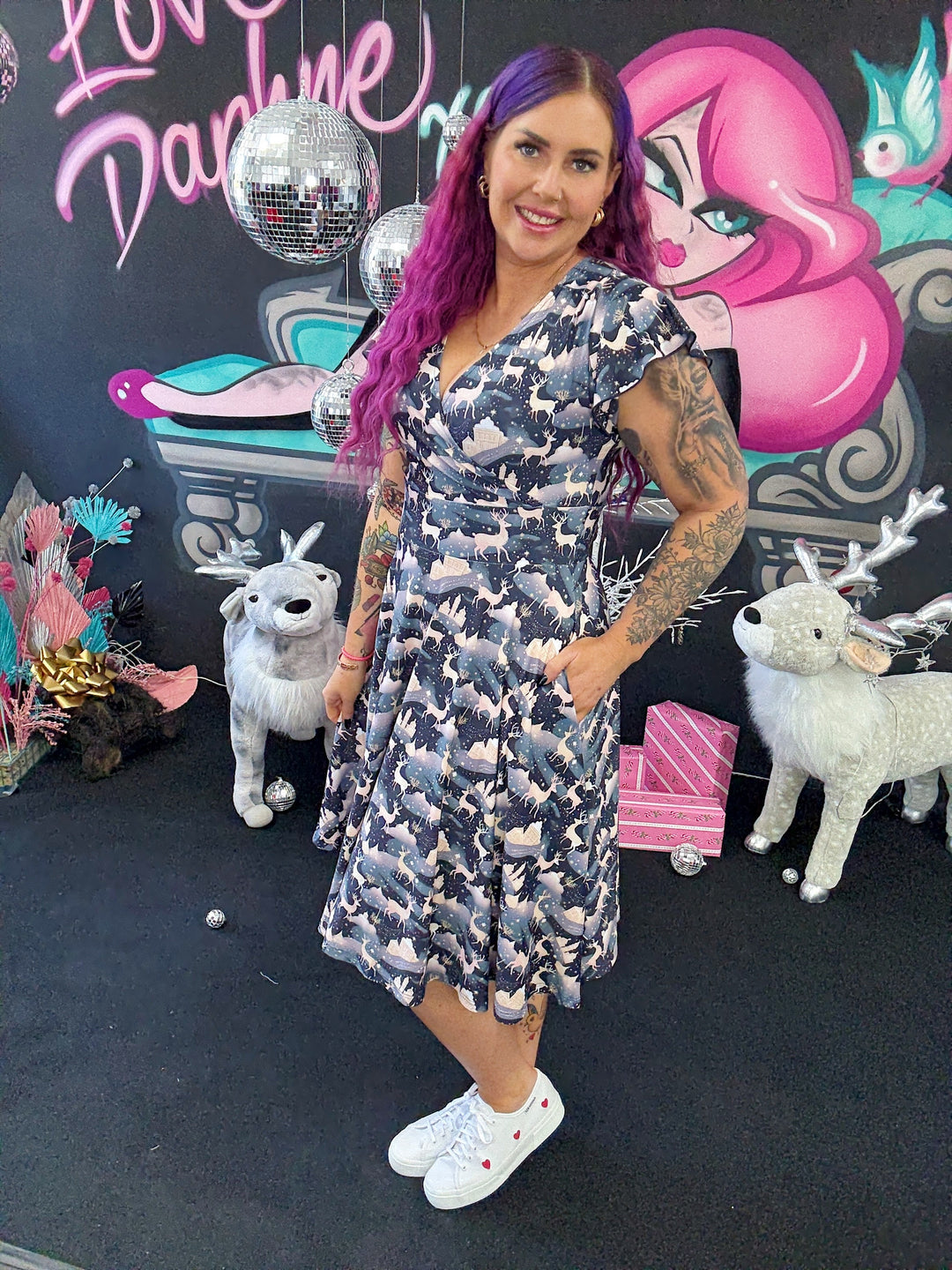 PREORDER - Mimi Swing Dress - Christmas Reindeer - Estimate dispatch 10th of December