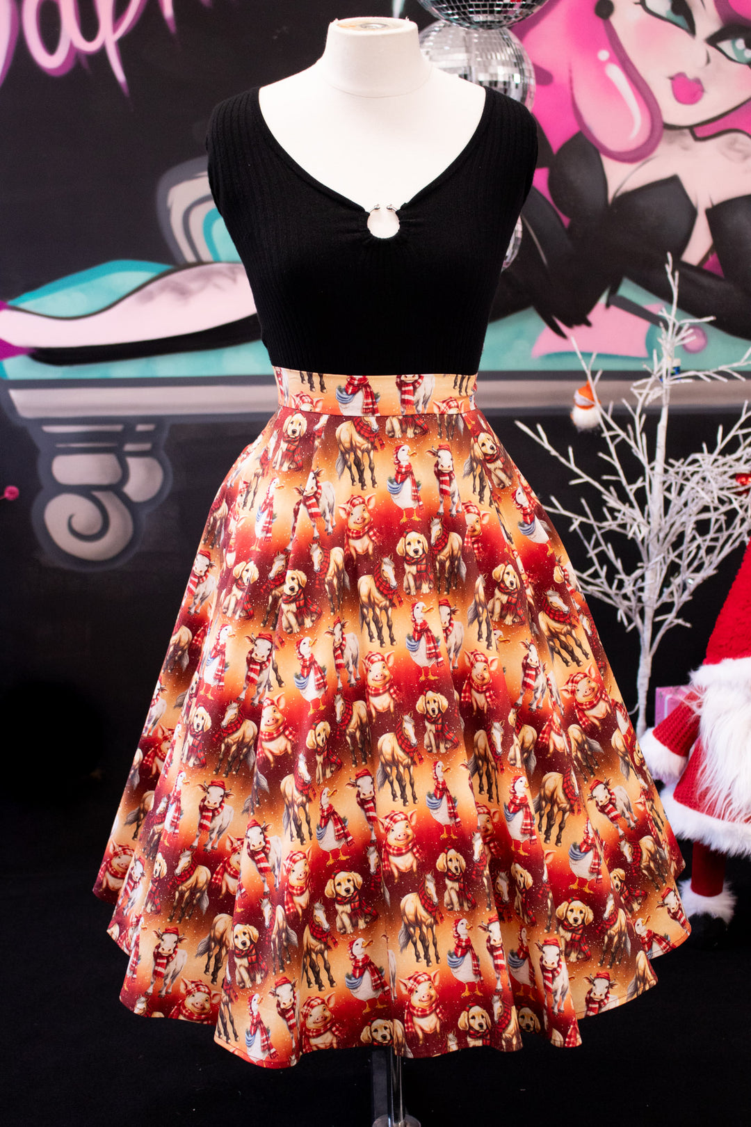 INSTOCK - Iris Swing Skirt - Farmyard Christmas