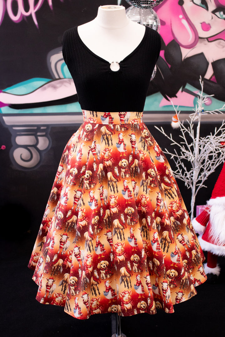 INSTOCK - Iris Swing Skirt - Farmyard Christmas