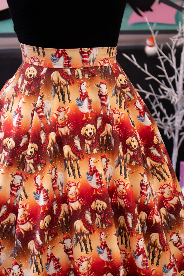 INSTOCK - Iris Swing Skirt - Farmyard Christmas