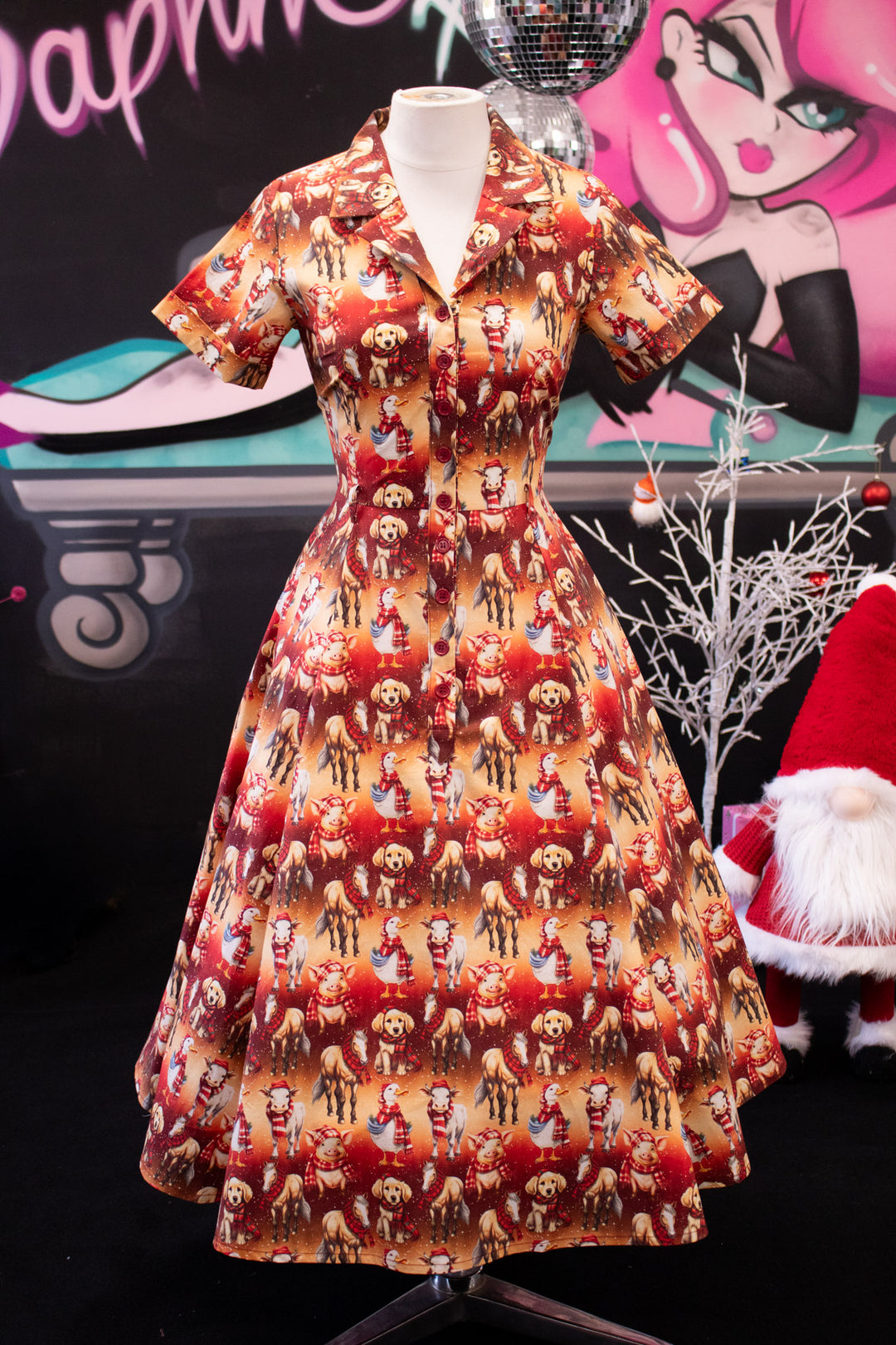INSTOCK - Peggy Swing Dress - Farmyard Christmas