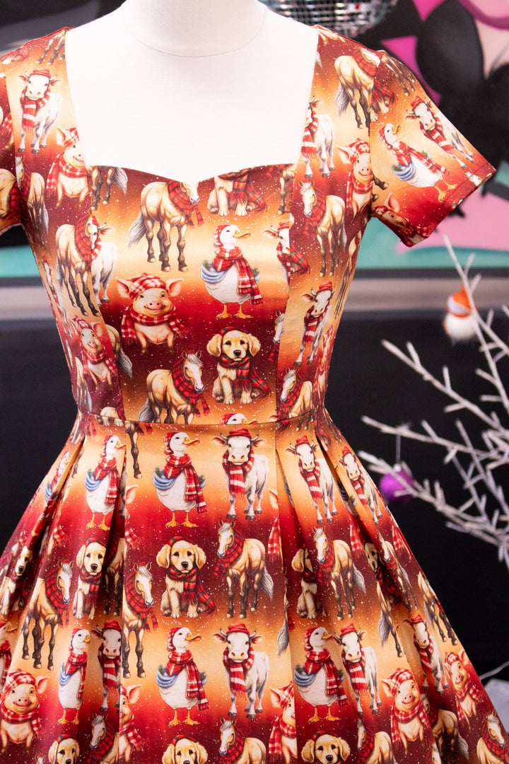 INSTOCK - Pixie Sweetheart Dress - Farmyard Christmas