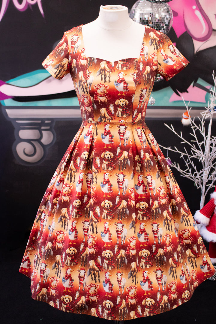 INSTOCK - Pixie Sweetheart Dress - Farmyard Christmas