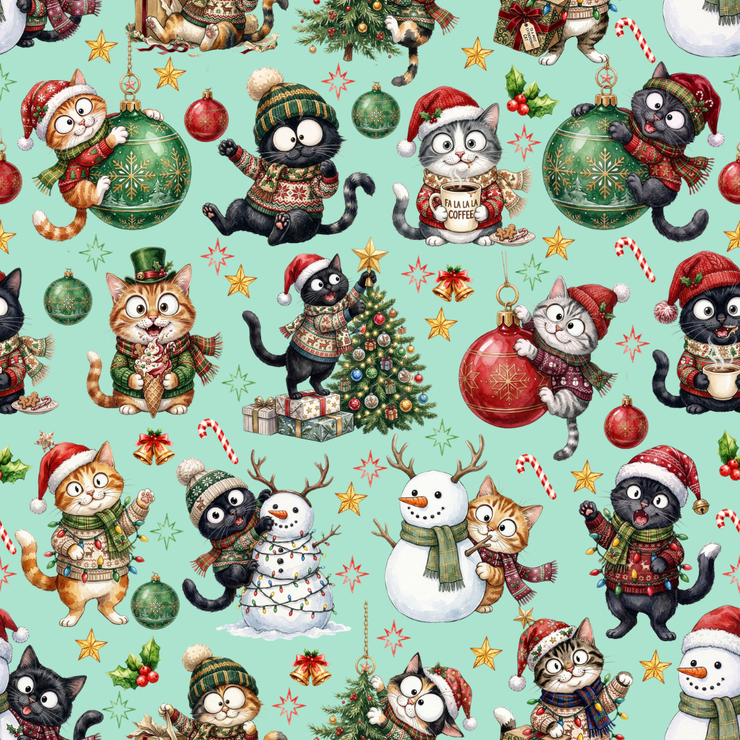 PREORDER - Peggy Swing Dress - Festive Felines - Estimated dispatch date 5th of November