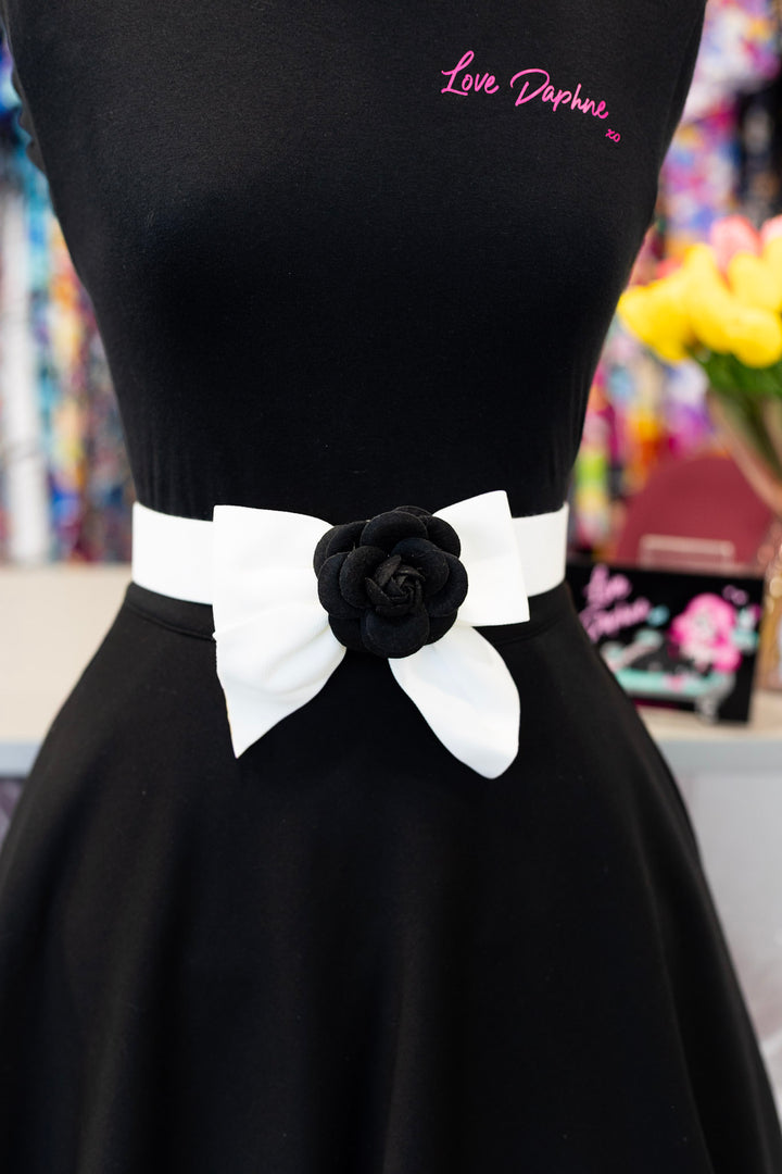 Flower Ribbon Elastic Belt - Ivory