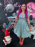 Pixie Sweetheart Dress in Blue Christmas Corgi's