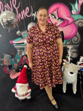 Peggy Swing Dress in Purple Christmas Corgi's