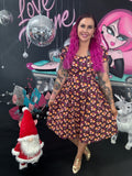 Pixie Sweetheart Dress in Purple Christmas Corgi's