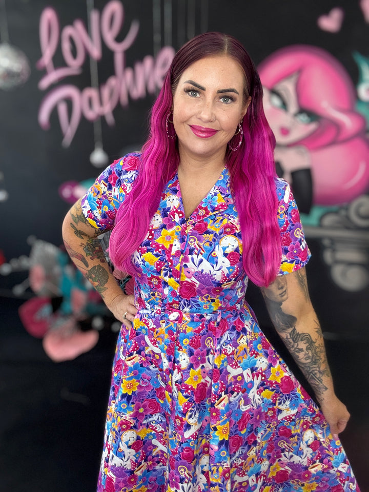 Peggy Swing Dress in Rosy Wonderland