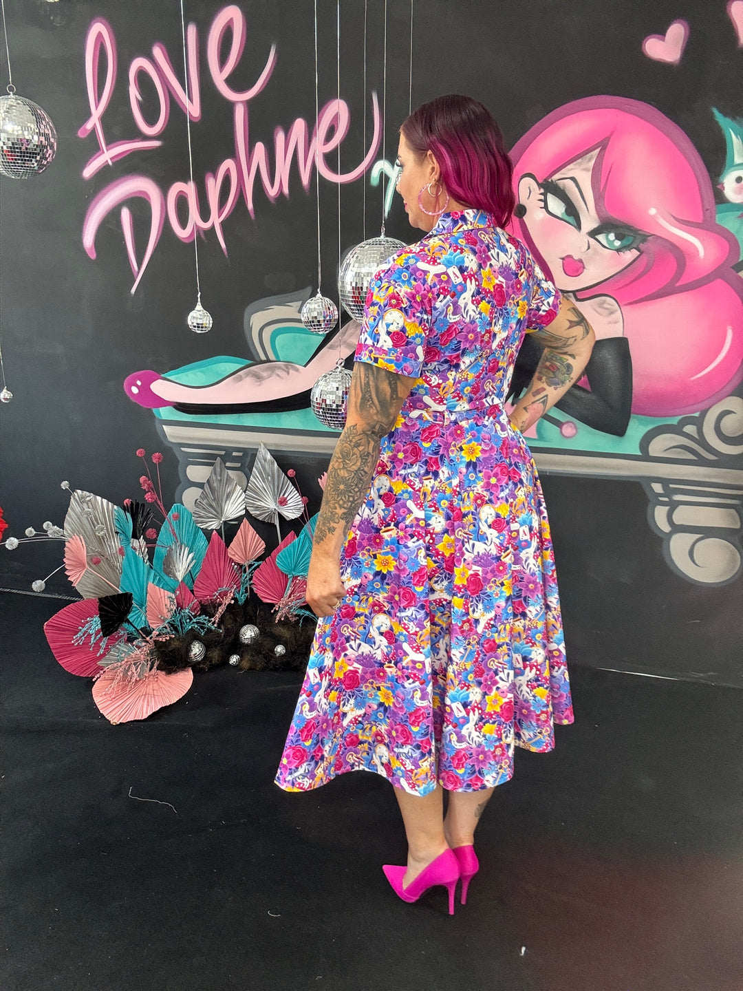 Peggy Swing Dress in Rosy Wonderland