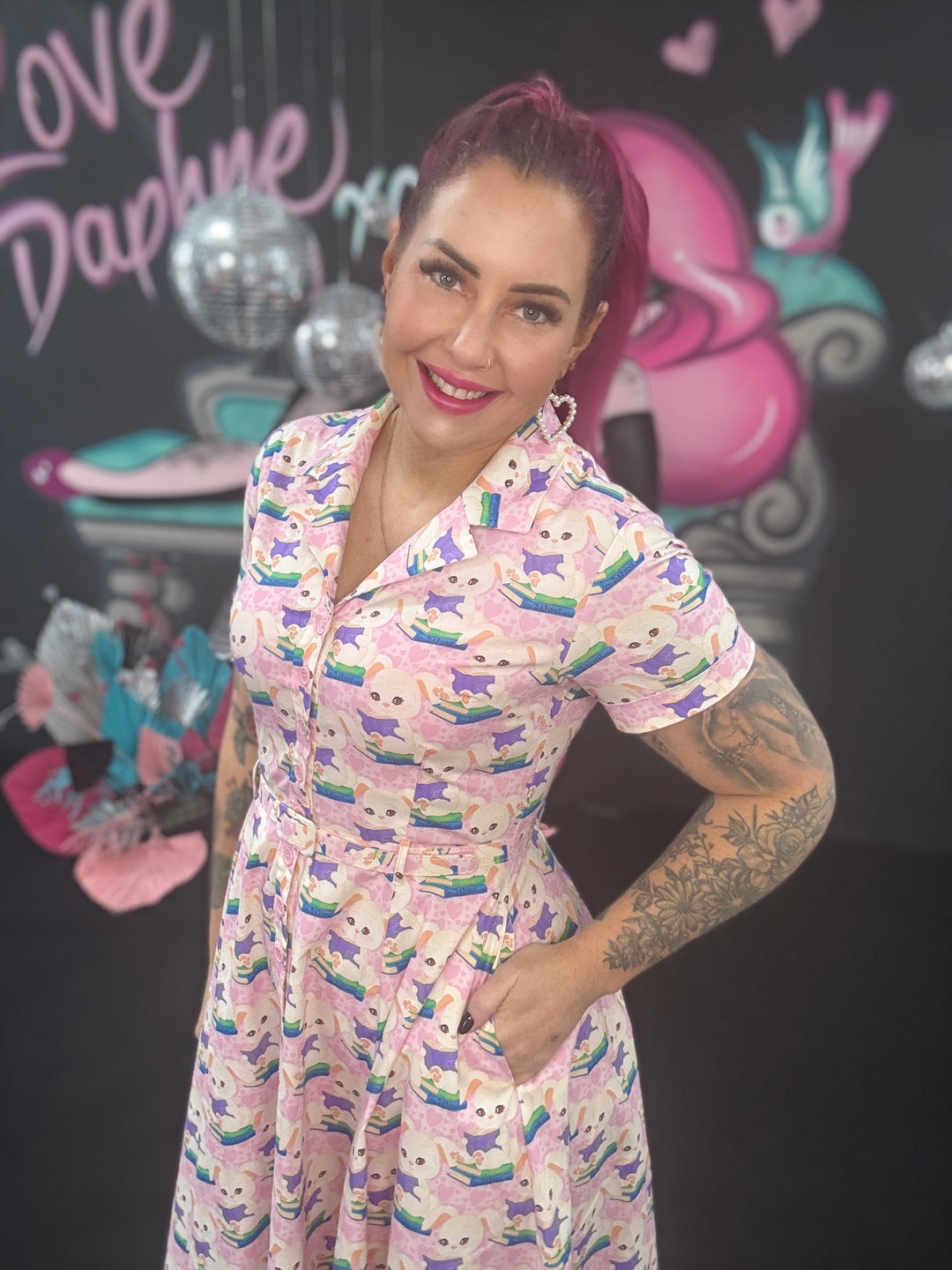 Peggy Swing Dress in Purple Bunny