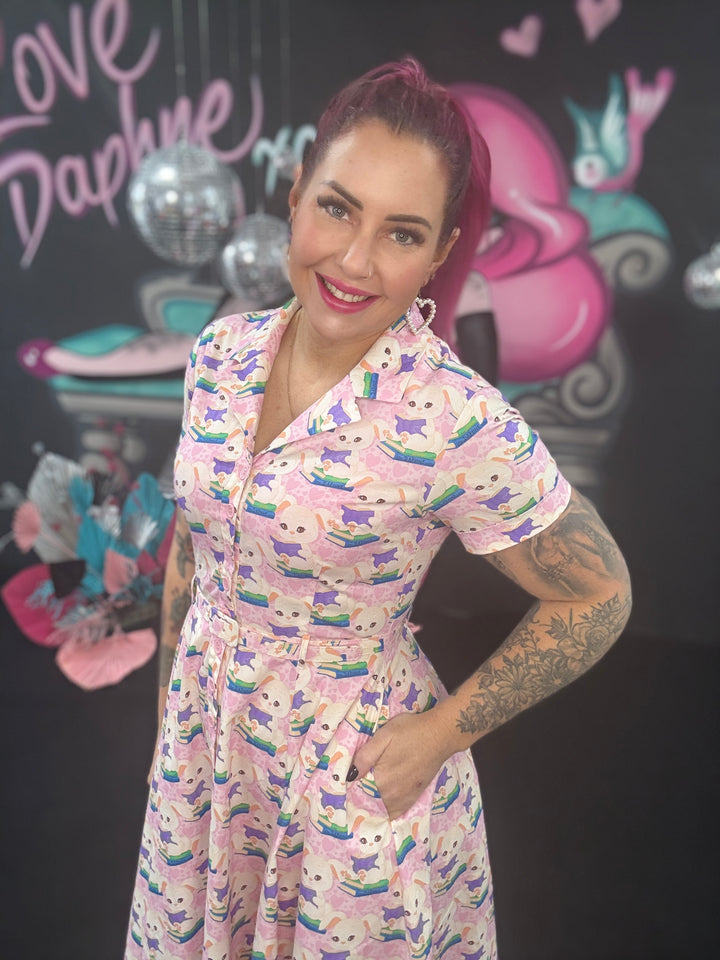 Peggy Swing Dress in Purple Bunny