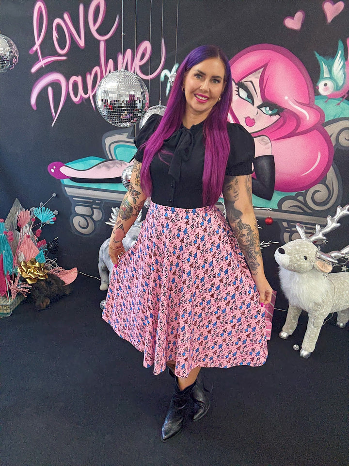 INSTOCK - Eden Skirt - Retro Christmas Trees