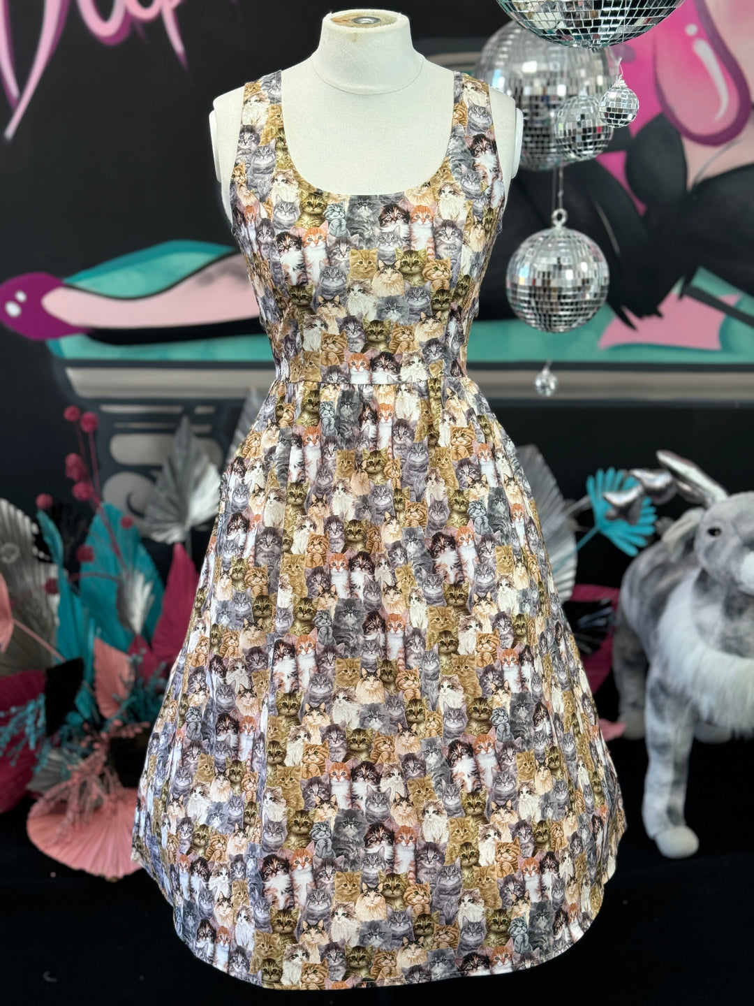PREORDER - Realistic Cats Fit & Flare Dress - Expected dispatch date 3rd of Septemer