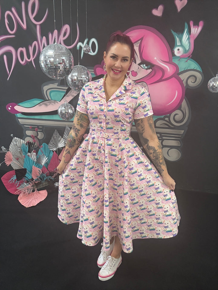 Peggy Swing Dress in Purple Bunny