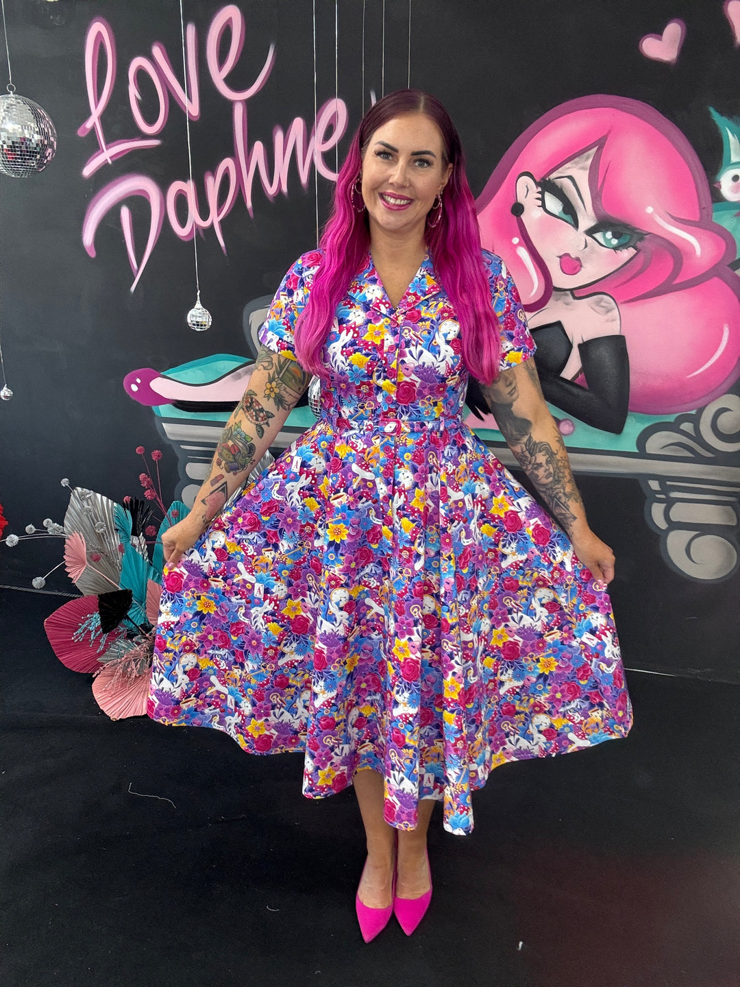 Peggy Swing Dress in Rosy Wonderland