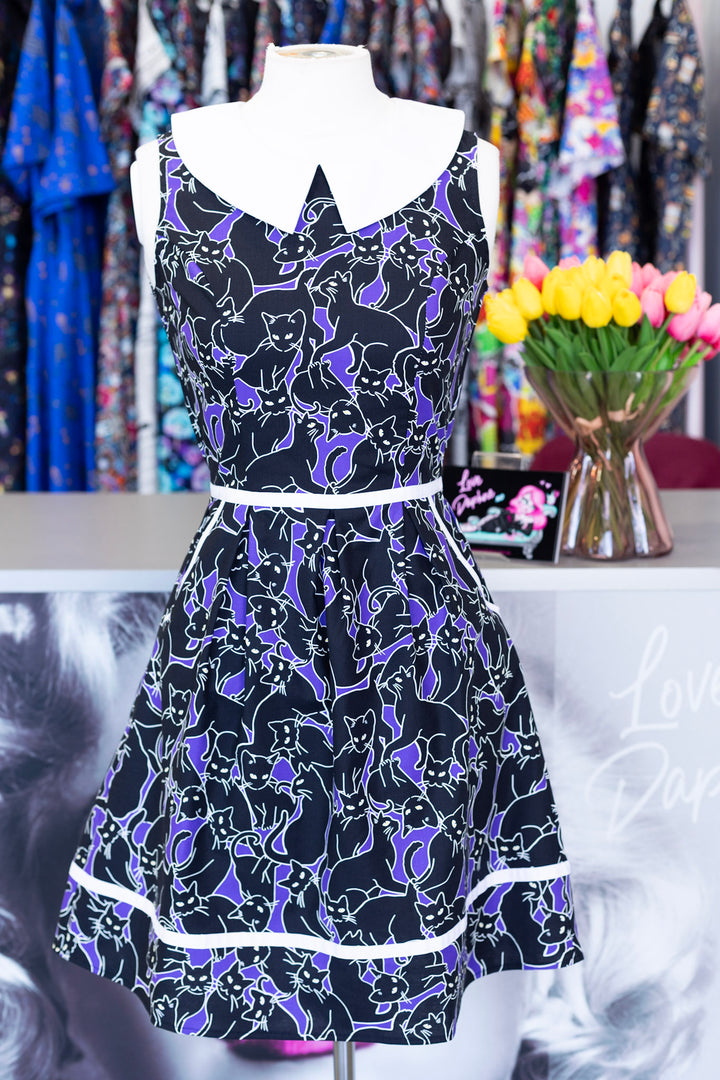PREORDER - Glow in the Dark Cats Collared Dress - Estimated dispatch 11th of August