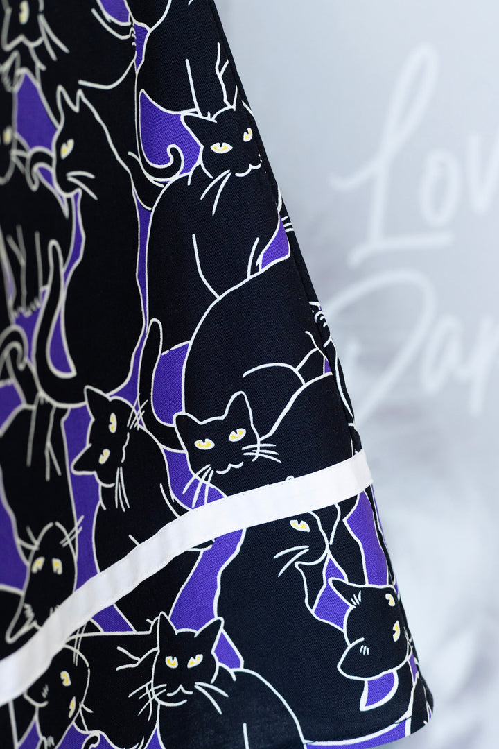 PREORDER - Glow in the Dark Cats Collared Dress - Estimated dispatch 11th of August