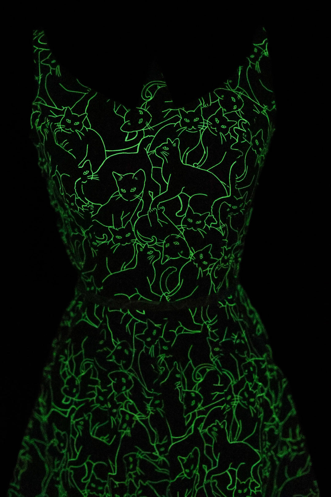PREORDER - Glow in the Dark Cats Collared Dress - Estimated dispatch 11th of August